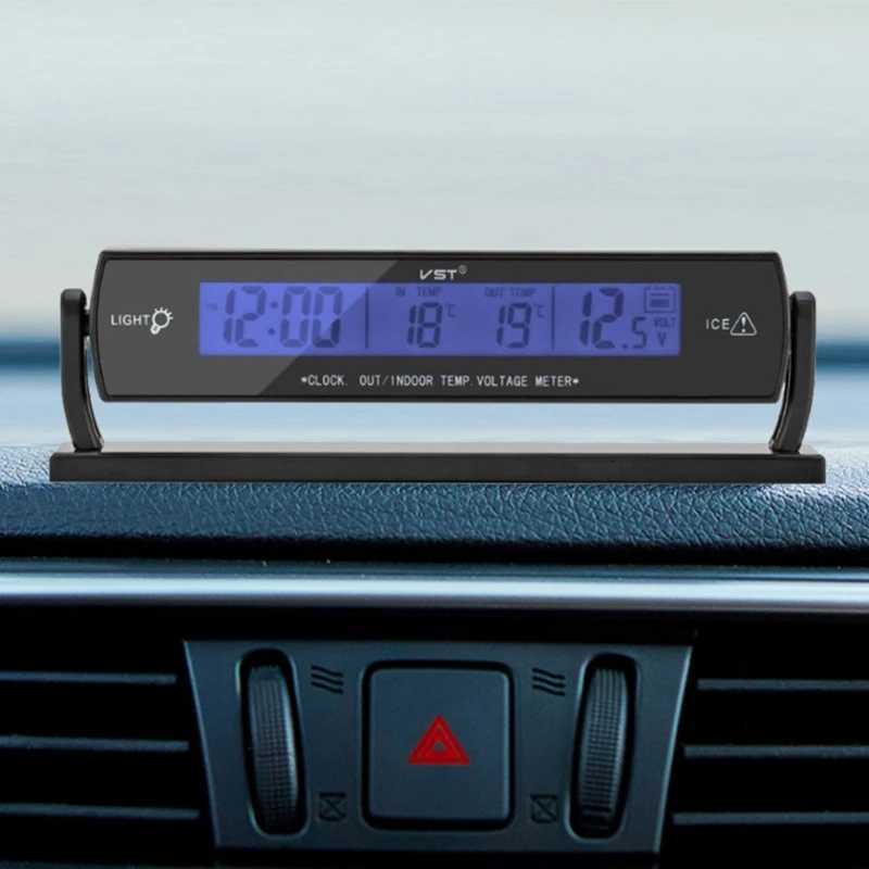 Atomic Clock with Indoor Outdoor Temperature Digital Alarm Clock with Large Display Self Setting Clock for Vehicle KXRE M251205 - view 3