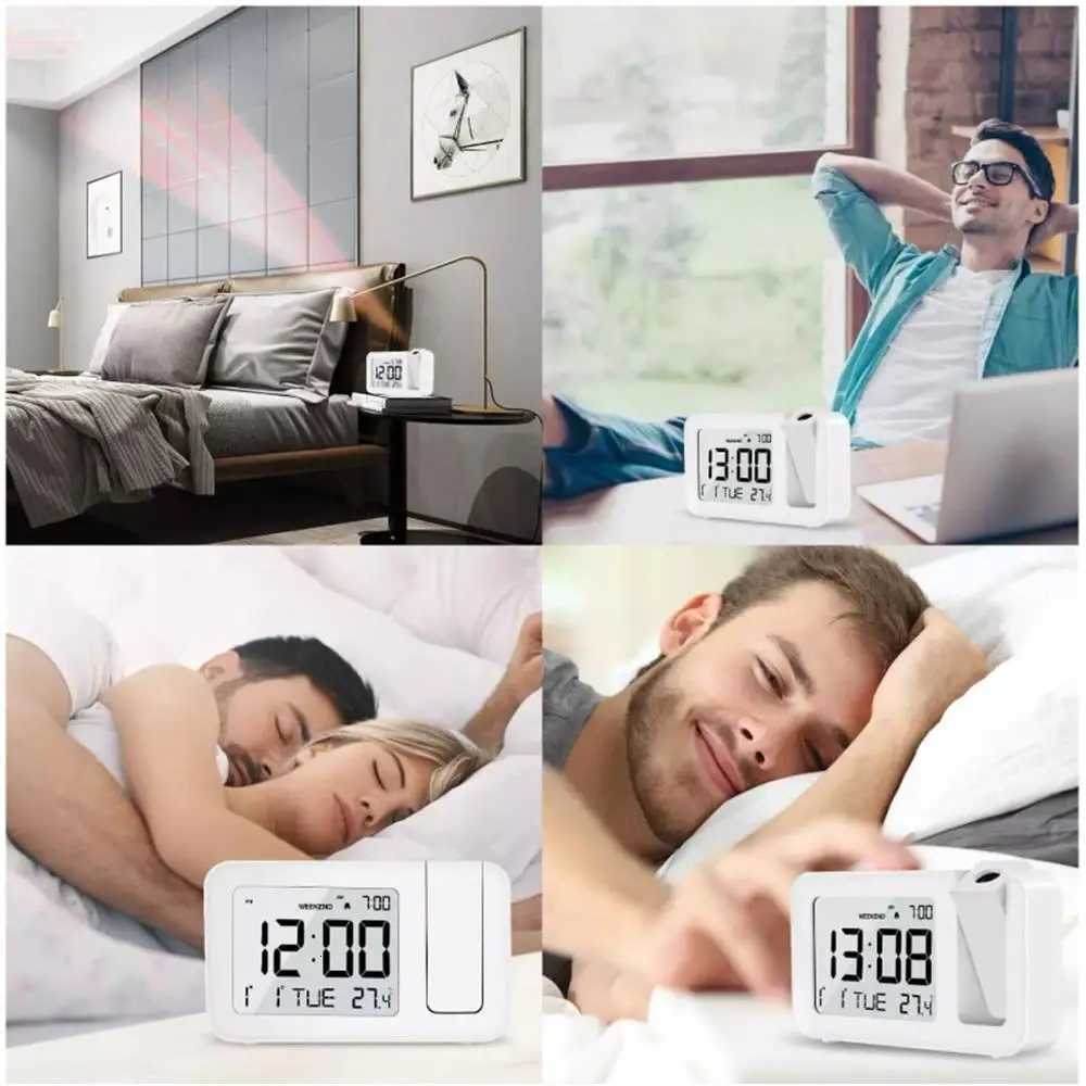 180 Projection Alarm Clock LED Digital Electronic Clock Temperature and Humidity Date Display Bedroom Office Desktop Clock M251205 - view 5