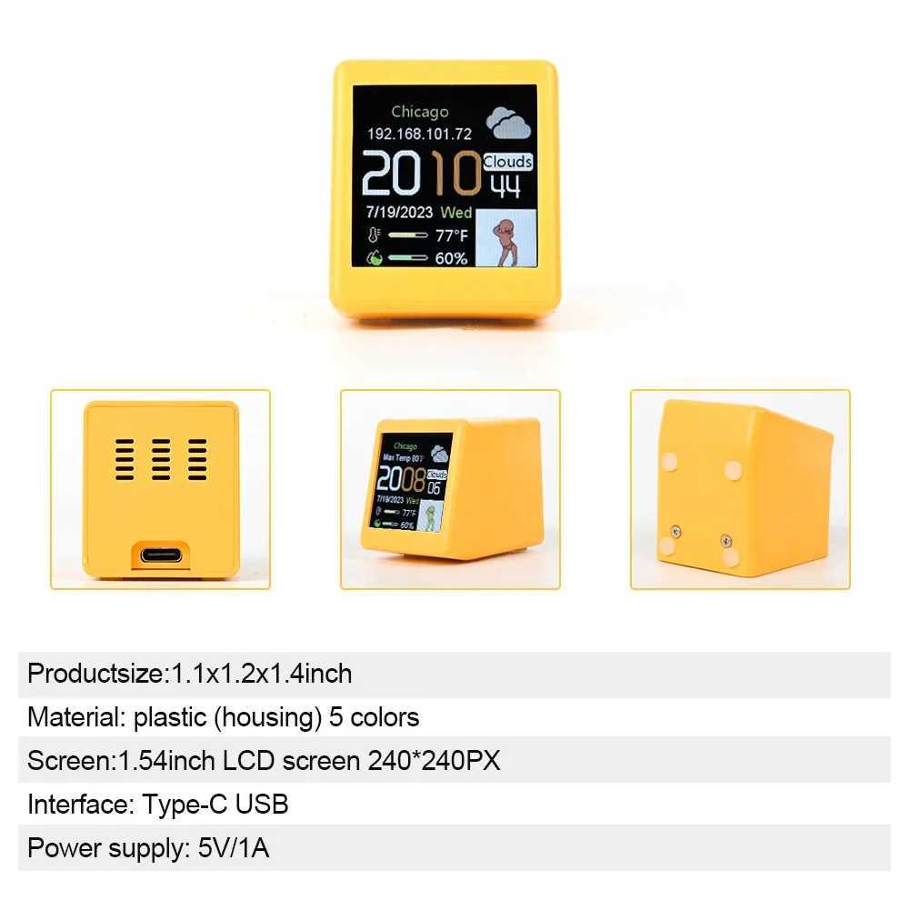Cute Portable Smart Wifi Weather Station Display Weather Temperature Humidity Time Alarm Clock Desktop Decoration M251205 - view 5