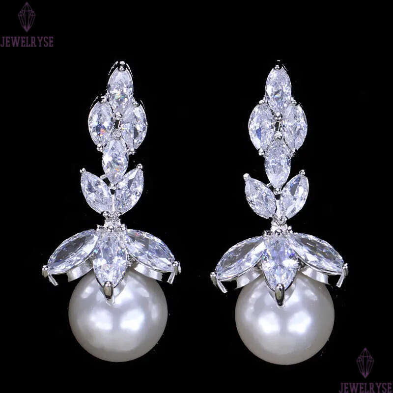 Vinatge Charm earring designer for woman Party AAA Cubic Zirconia Copper White Imitation Pearl Silver Plated Earrings Women Bride Wedding Fashion Jewe