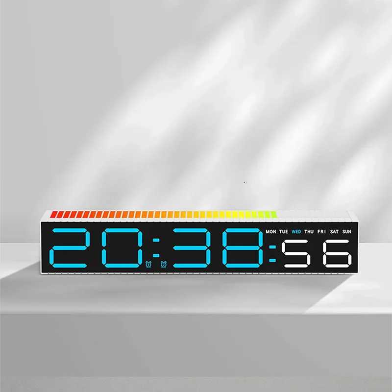 Digital Pickup LED Clocks Rechargeable Dual Alarm Table Clock with 3 Rhythm Modes RGB Lamp LED Strip Lights Pickup Alarm Clock M251205 - view 4