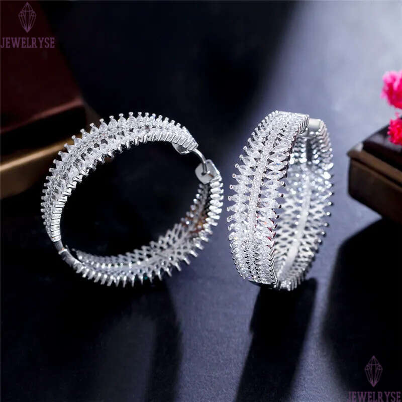 4cm 18k gold hoop earrings designer for woman white AAA cubic zirconia south american copper womens diamond wedding earring luxury jewelry girlfriend 