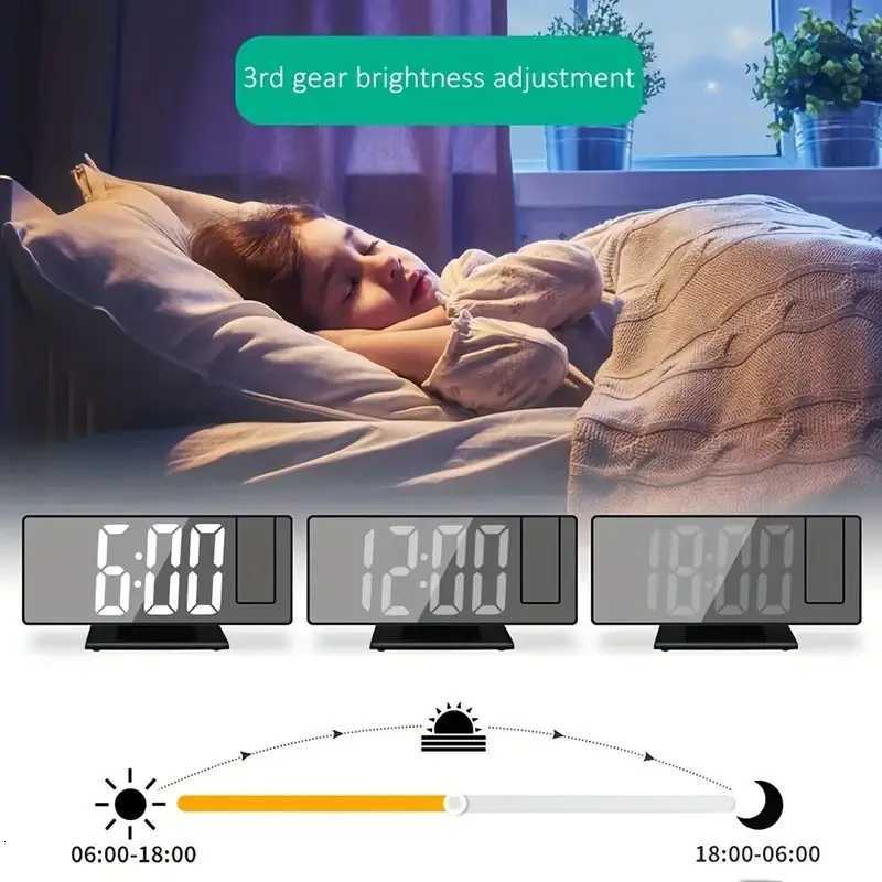 180 LED Digital Alarm Clock Projection Clock Table Clock with Time Temperature Display Backlight Snooze Clock for Home Bedroom M251205 - view 4