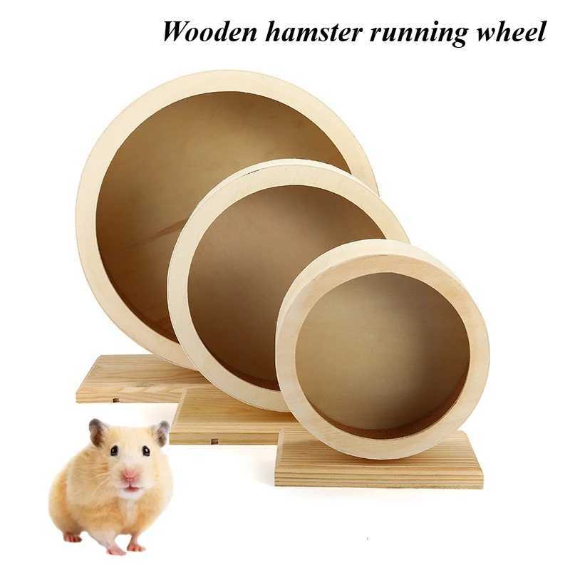 Hamster Running Wheel Wooden Silent Roller Sports Toy with Bracket Golden Bear Landscaping Pet Supplies 1pcs M251205