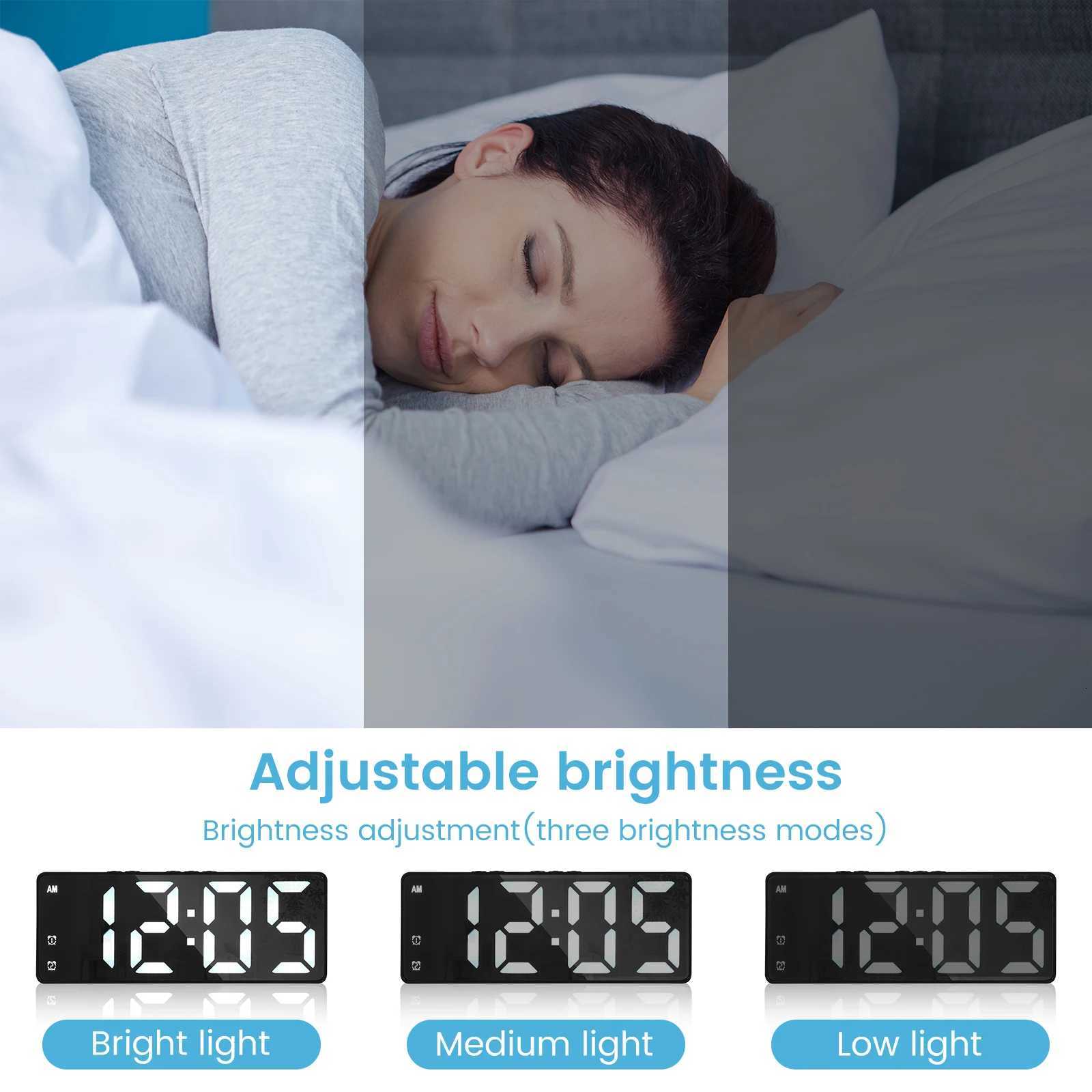 LED alarm clock digital clock voice control adjustable brightness high-definition digital dual power mute living room clock M251205 - view 5