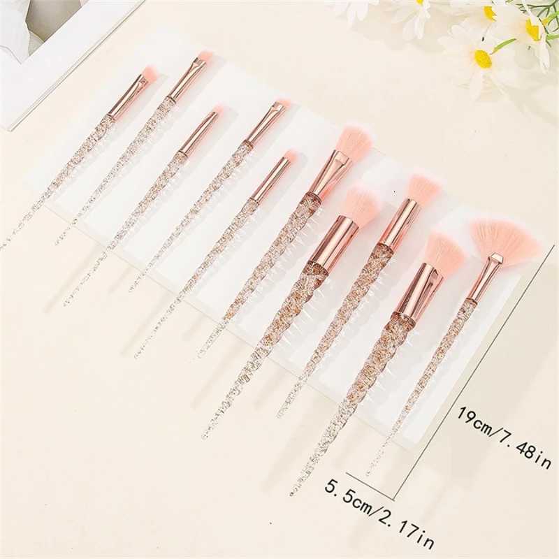 10Pcs Threaded Makeup Brushes Crystal Transparent Spiral Handle Loose Powder Blush Brushes Beauty Tools Cosmetic Brushes SetT251205