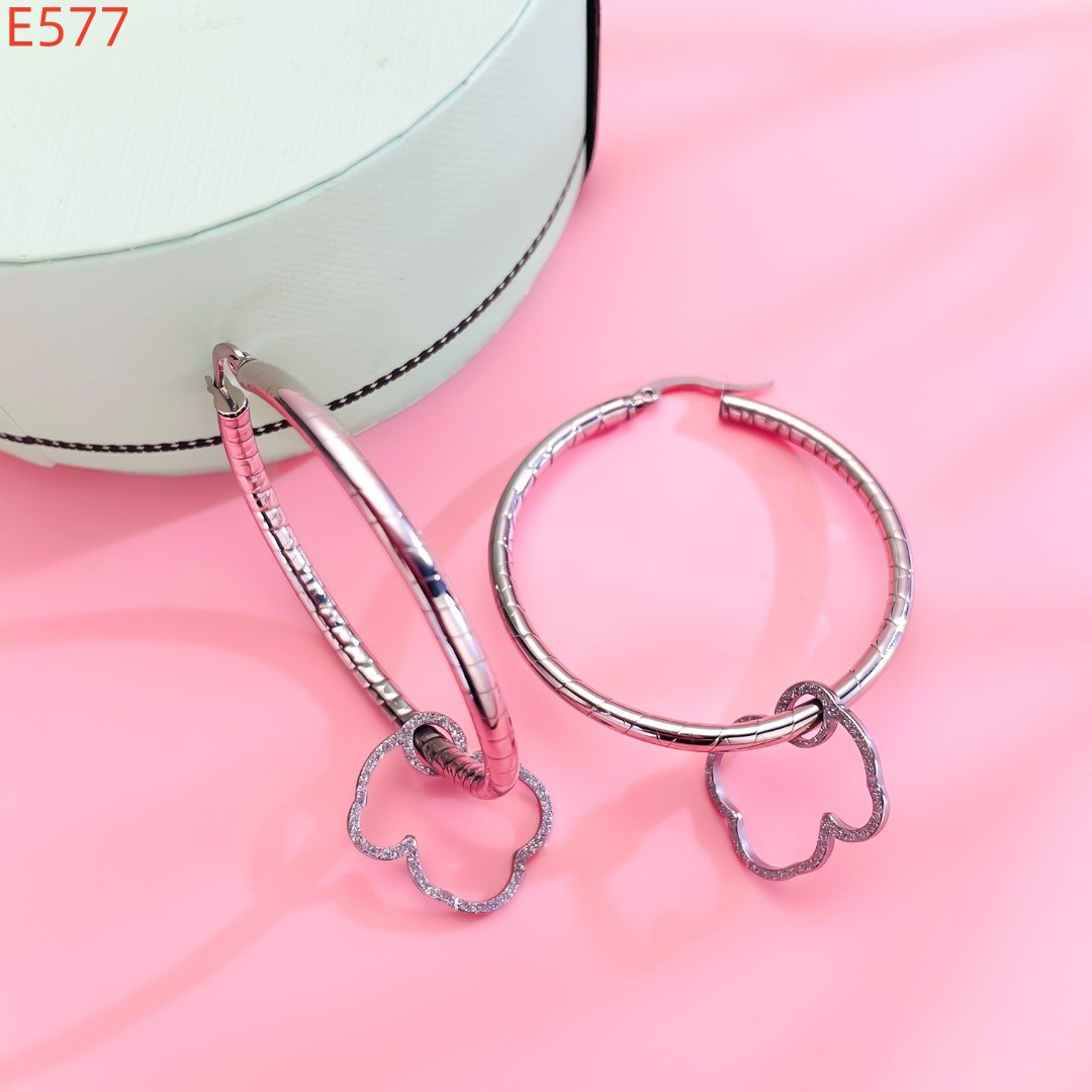Hot Fashion Women Men Silver Gold Stainless Steel Span Cartoon Animal Hollow Bear Heart Animal Circle Hoop Earrings Jewelry