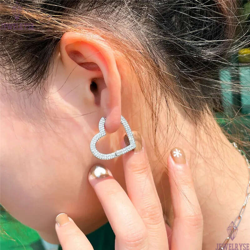 Cute Luxury Heart Designer Hoop Earrings for Women Girls White Blue AAA Cubic Zirconia 14K Gold Plated Copper Earring Party Valentines Day Girlfriend 