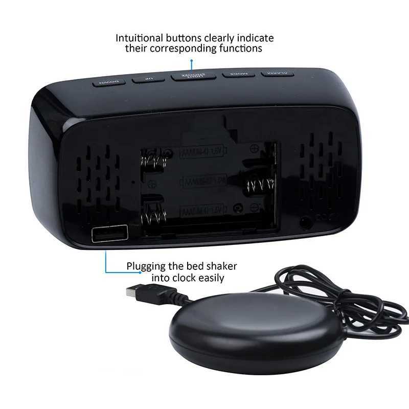 Super Loud Vibrating Alarm Clock with Bed Shaker Multifunctional Dual USB for Heavy Sleeper Deaf Hard of Hearing Snooze M251205 - view 3