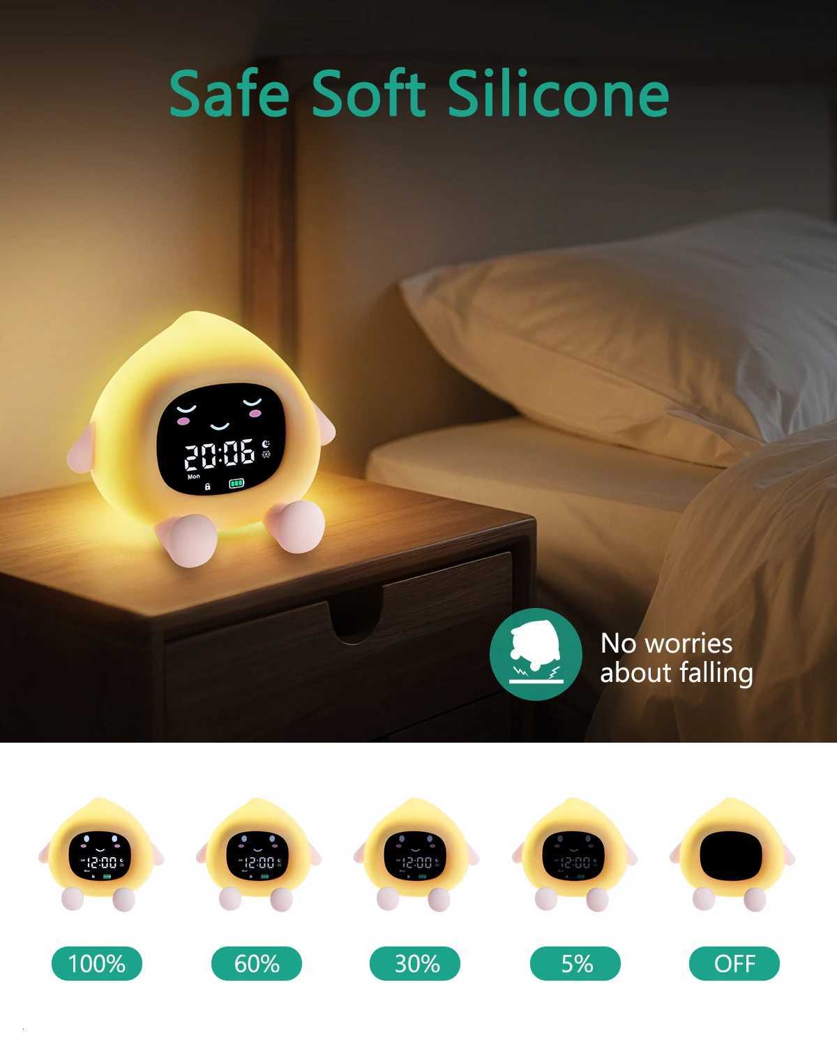 ORIA Kids Alarm Clock Sleep Training Alarm Clock Wake Up Rechargeable Clock with 9 Color Night LightChild Lock Clocks For Home M251205 - view 7