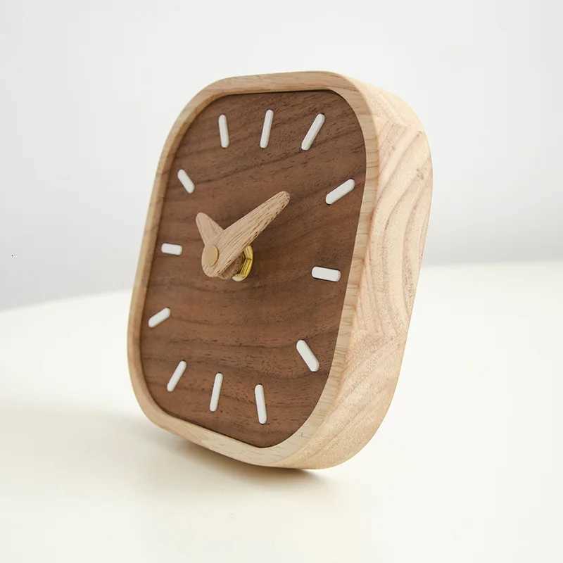 Handmade Black Walnut Solid Wood Clock Desktop Silent Table Clock Headrest Mini Watch Nordic Home Creative Decoration M251205 - view 5