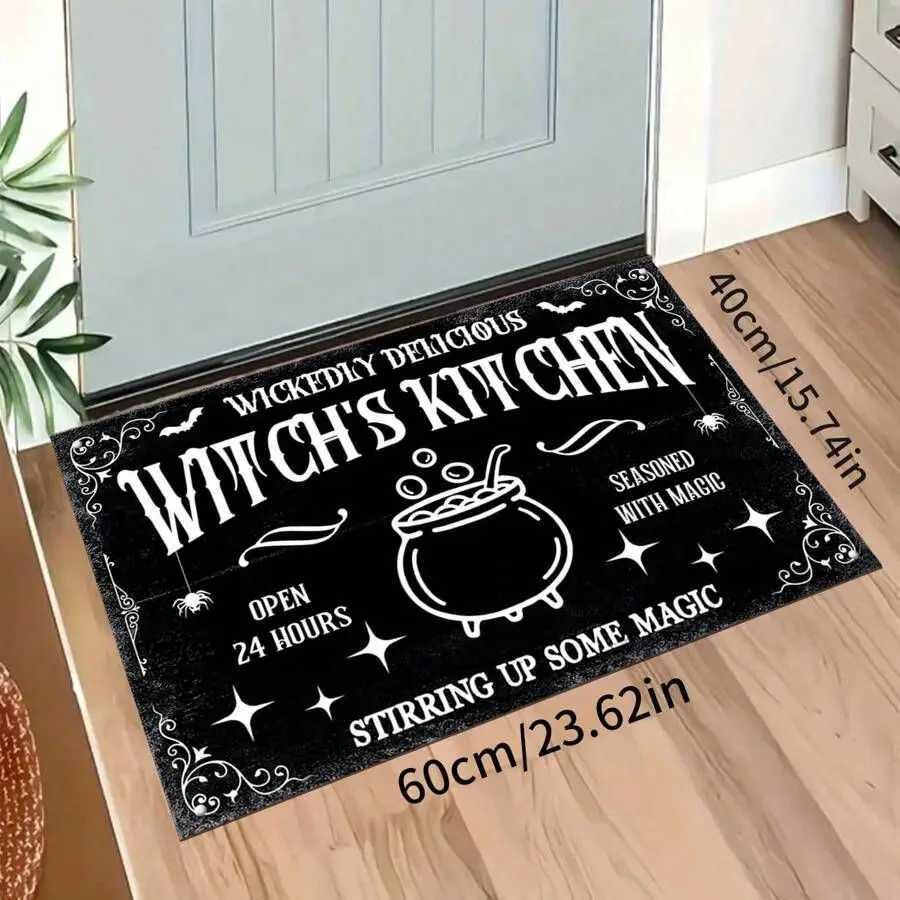 VIKAMA 1/2pcs Halloween Kitchen Rug Witch Outdoor Non-Slip Doormat Gothic Home Decor Laundry Room Hallway Rug Rag H251205
