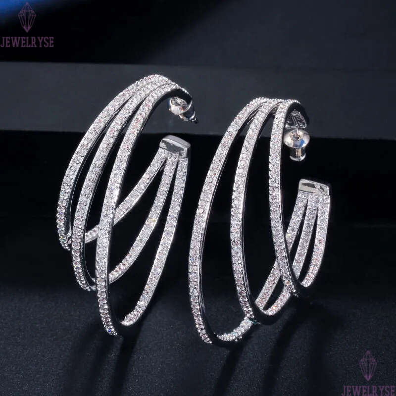 Luxury Charm Big Gold Diamond Earring Designer for Woman Party Round AAA Cubic Zirconia South American Copper 925 Silver Sterling Post Earrings Annive