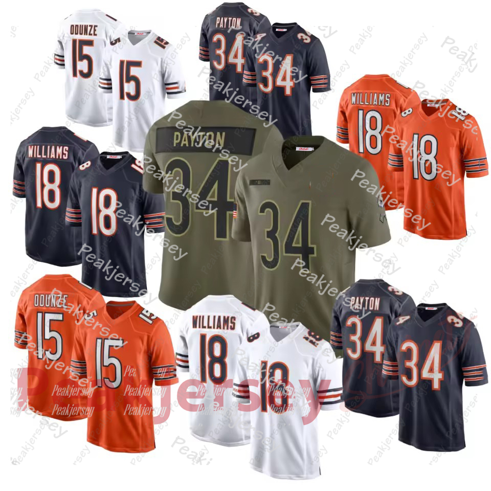 Custom Football Jersey Caleb Williams Colston Loveland Walter Payton Rome Odunze Moore Kmet Any Name Number Men S-XXXL