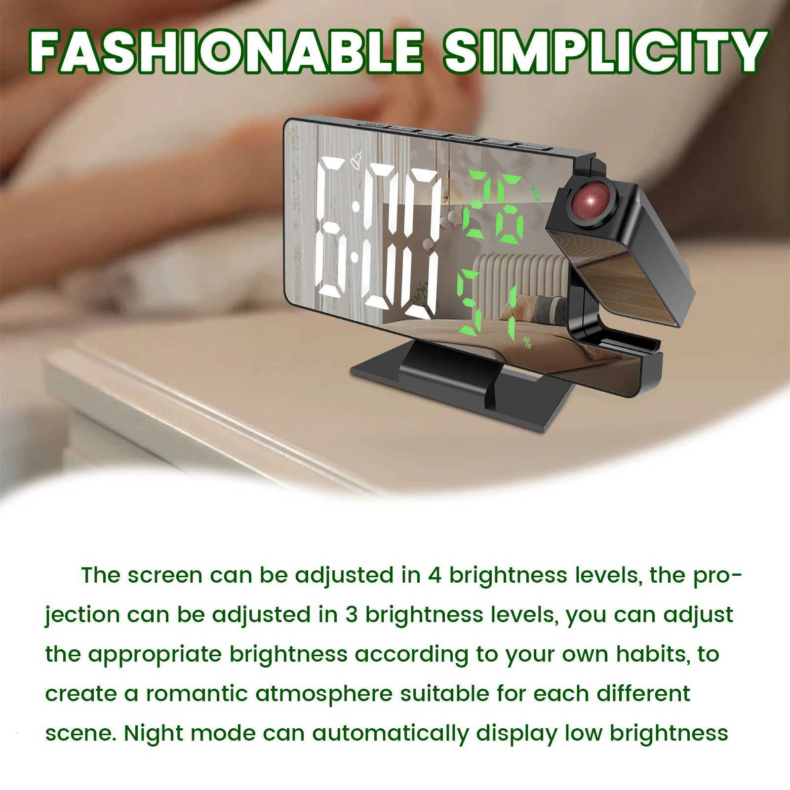 LED Digital Alarm Clock Projection Clock with 180Rotatable Projector Mirror Large Screen Projection Clock For Home Office Table M251205 - view 4