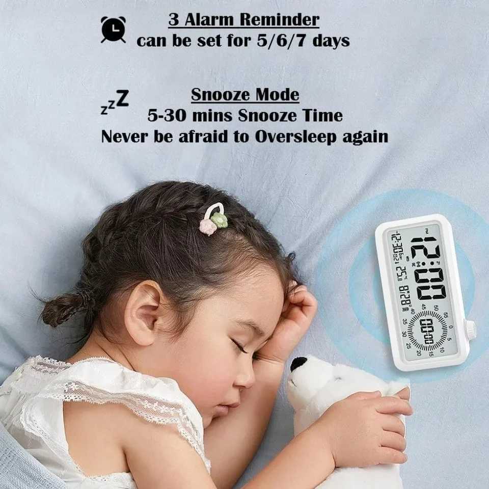 Alarm Clock with 3 Alarms Night Light Visual Timer Digital Clock for Children Students Desk Clock with Gift Box for Bedroom M251205 - view 6