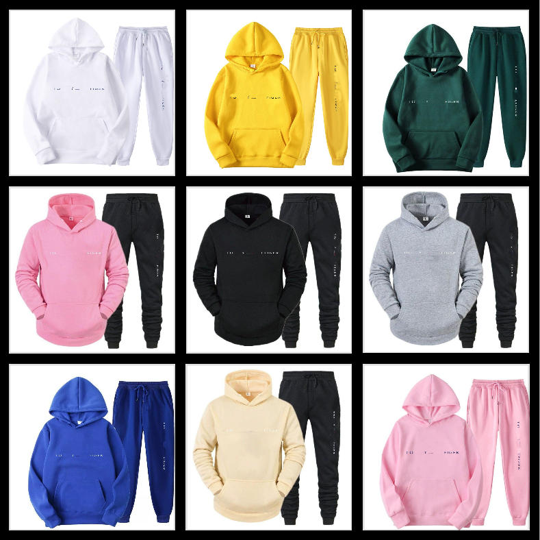 Men's Tracksuits Unisex Spring Autumn Sportswear Printed Fleece Hoodie With Matching Joggers For Men And Women