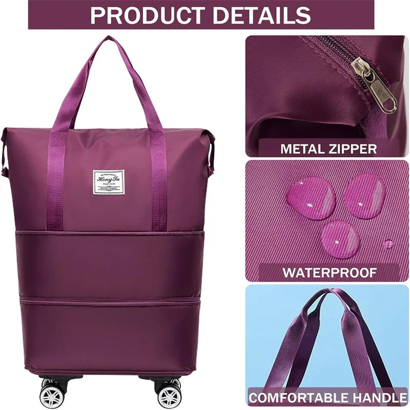 Magic Pack Rolling Duffle Bags Expandable Foldable Travel Luggage with Detachable Wheels Airline Friendly Lightweight Carry On Model 1100368158