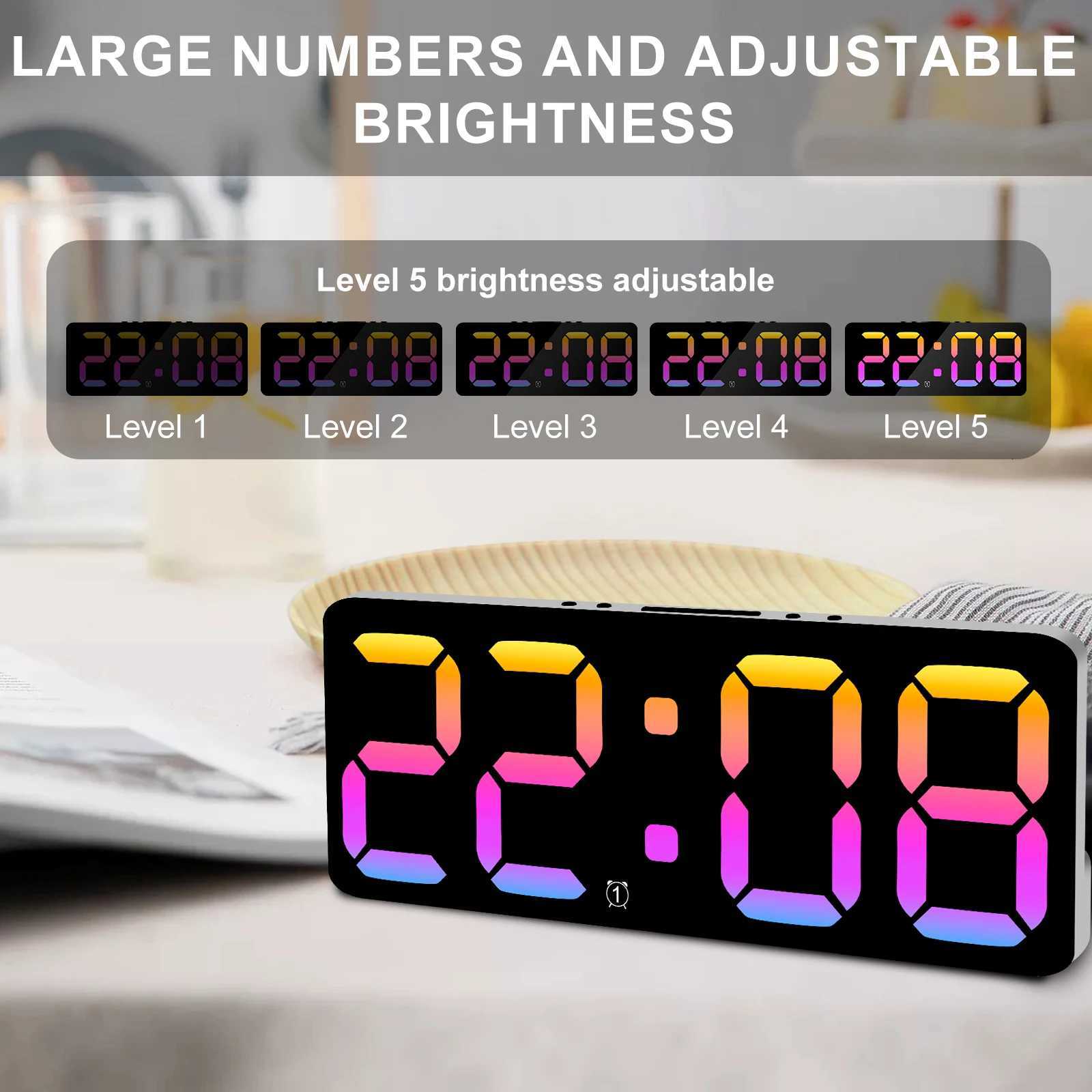Digital Alarm Clock Large LED Display Brightness Dimmable Digital Clock with USB Charging Ports Snooze Bedside Alarm Clock M251205 - view 4
