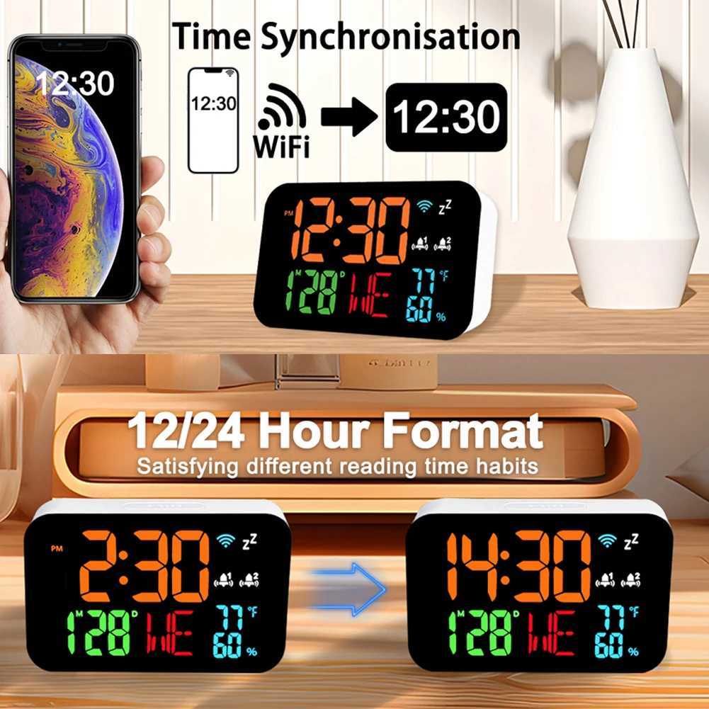 Tuya WiFi Desktop Clock Calendar Intelligent Thermometer Hygrometer with Digital LED Display Support WIFI Auto-Calibration M251205 - view 7