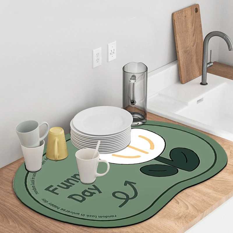 Mat for kitchen Flower Shape Rug Kitchen Drying Mat for dishes Absorbent Non-slip Door Mat Sink Carpet Coffee Mat H251205