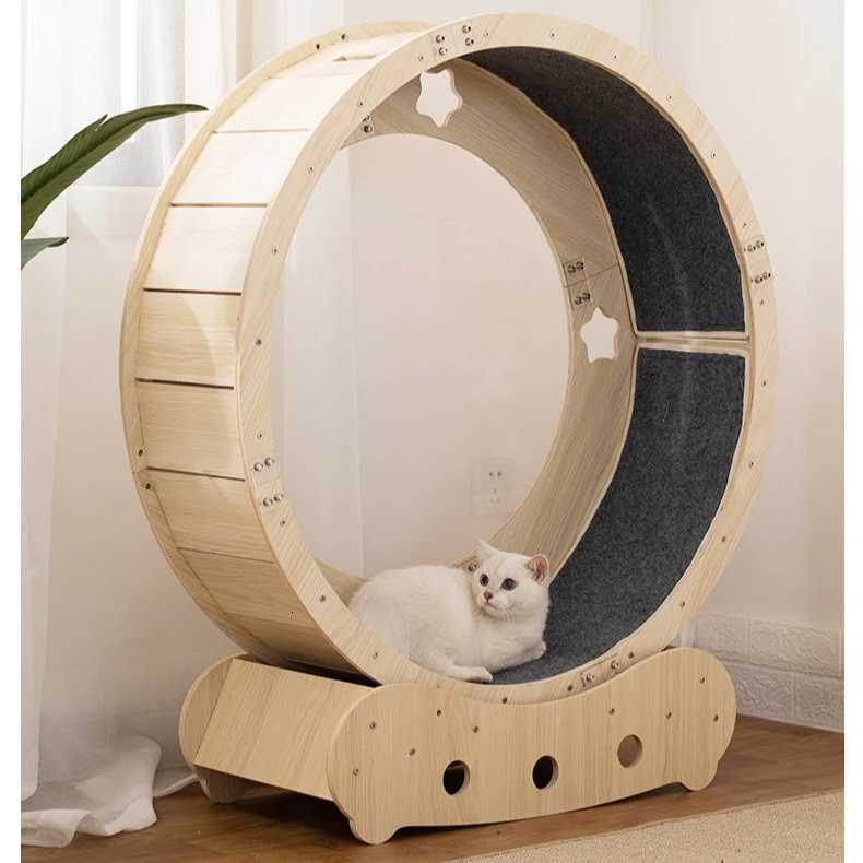 Cat Treadmill Roller Sports Equipment Pet Cat Dog Fitness Roller Silent Sports Running Wheel Solid Wood Cat Climbing Frame M251205