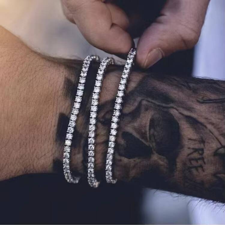 XingGuang Mossanite Tennis Link Bracelet 2mm-65mm S925 Silver Mens Womens Hip Hop Style VVS Diamond for Tennis Players