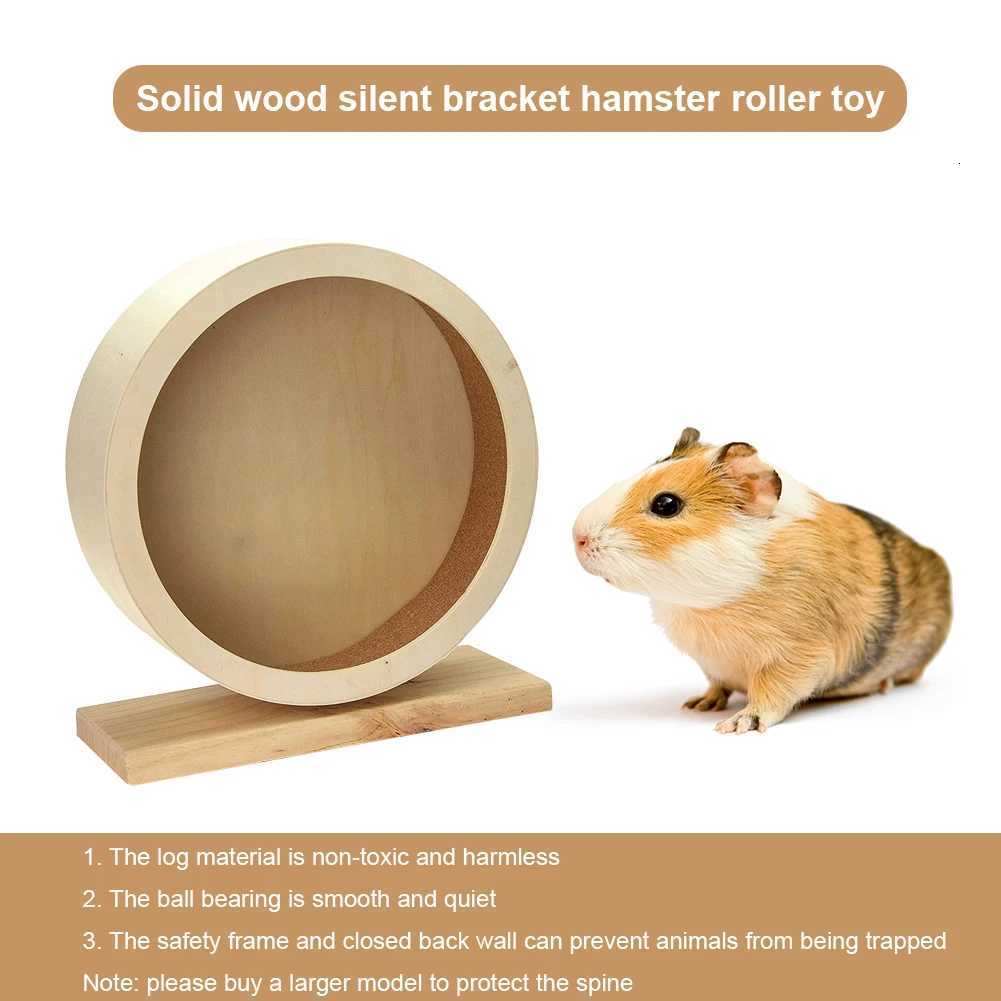 Hamster Roller Wheel Multipurpose Wood Silent Running Toy Non-toxic Wooden Silent Spinner for Hamster Mice Guinea Pigs M251205