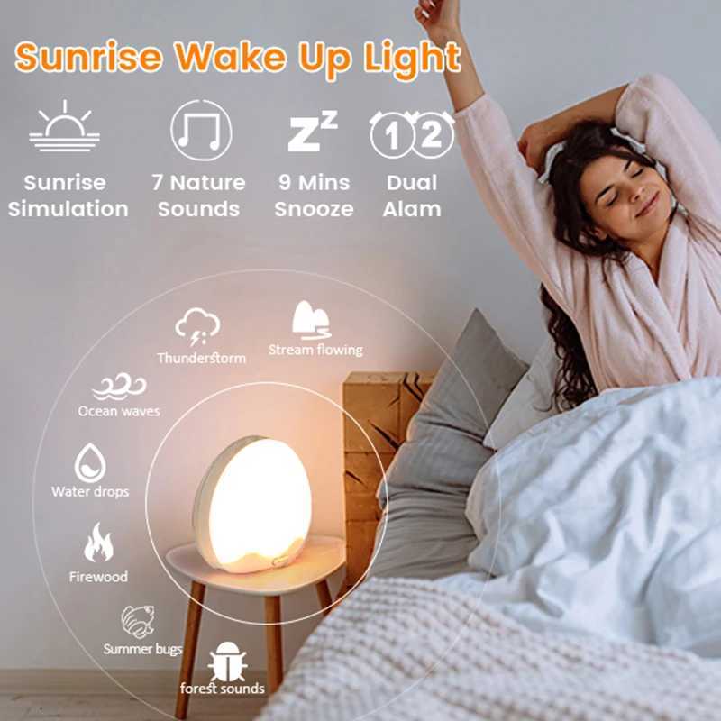 Sunrise Alarm Clock with Awakening Light Digital Sleep Sound Night Light Desk Clock Sleep Aid Device Color Changing Perfect Gift M251205 - view 5