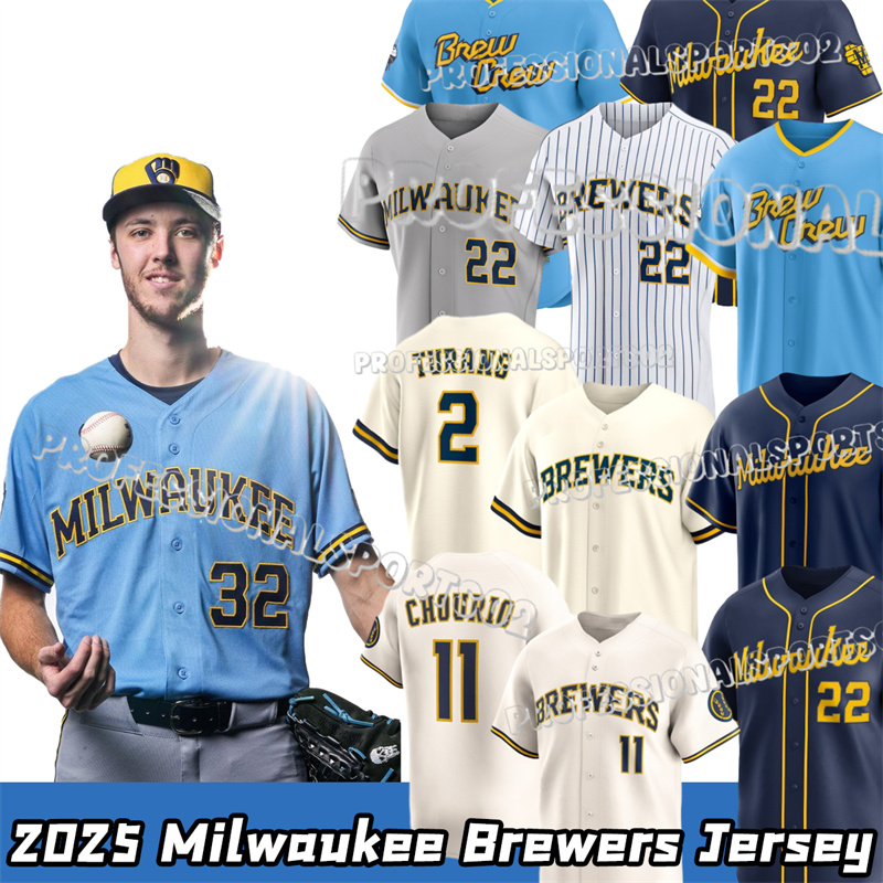 Brewers Jersey Christian Yelich Rhys Hoskins William Contreras #11 Chourio #51 Peralta #10 Frelick #53 Woodruff Jersey
