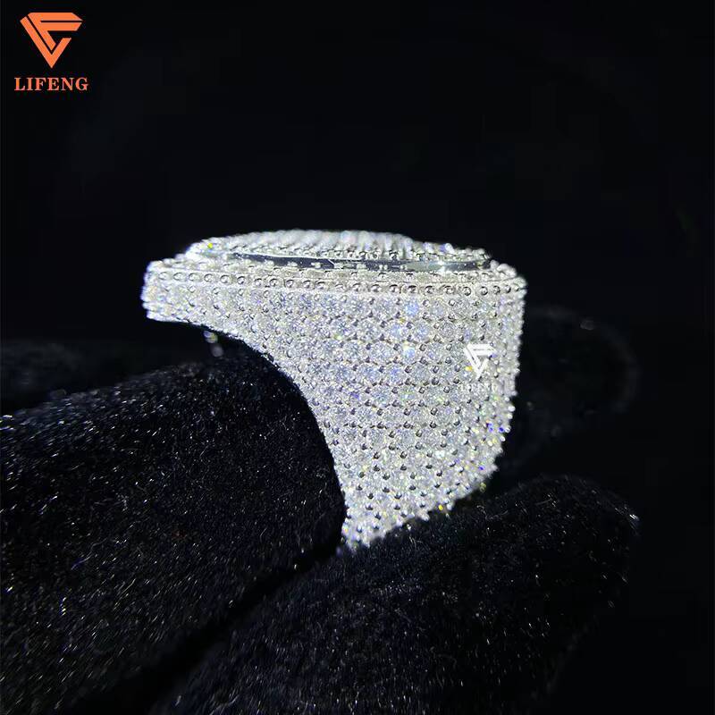 Luxury 18K Iced Out Moissanite Ring 925 Sterling Silver Love Heart Shape Finger Ring Pass Diamond Test for Women Gift
