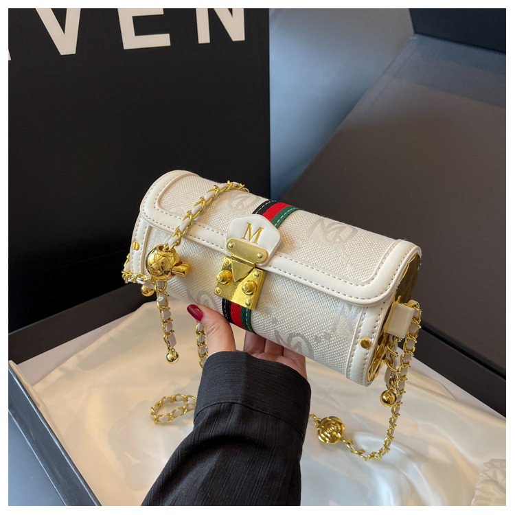 free shipping Designer Cylindrical Crossbody Bags Women's New Niche Printed Fashion Chain Luxury Versatile Shoulder Bag