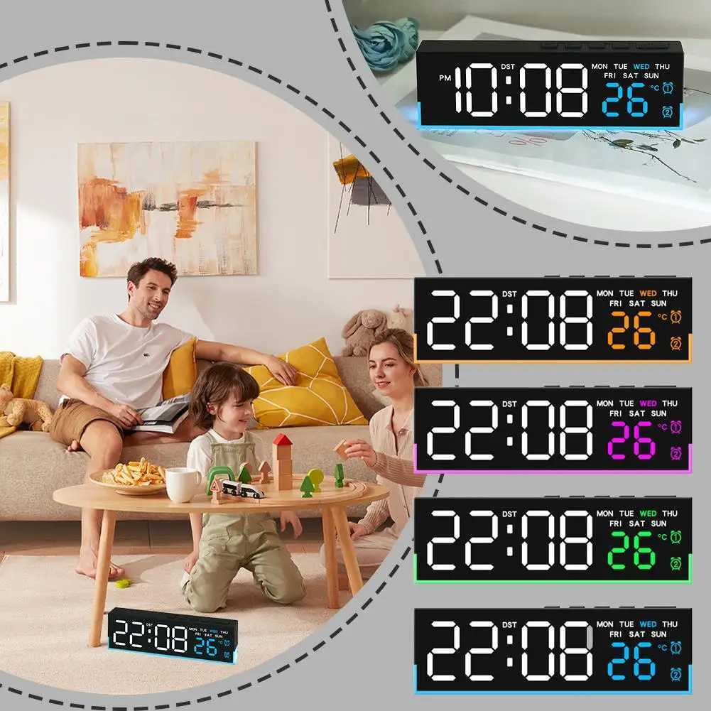 Multifunction Digital LED Alarm Clock - Atmosphere Light Temp/Date/Week Display Dual Alarm Desktop Home Decor Clock M251205 - view 3