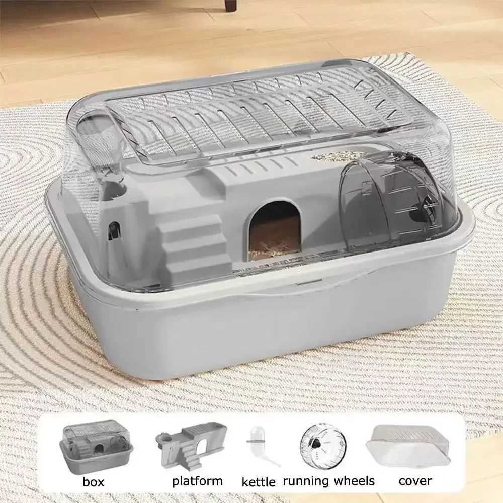 Fashion Double Layer Hamster Cage Portable Transparent Small Animal Habitat House Mice Guinea Pigs Pet House platos para hamster M251205