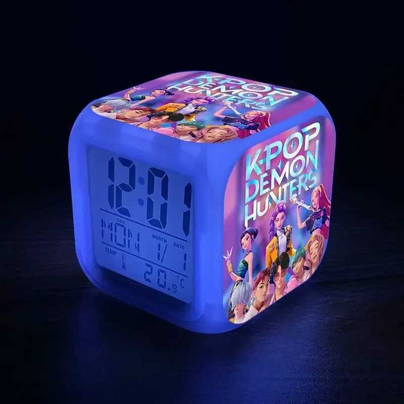 New KPop Demon Hunters Mira luxury Jinu Zoey Cartoon Cute Alarm Clock Student Bedside Night Light Electronic Clock Decorative Ornament M251205 - view 4