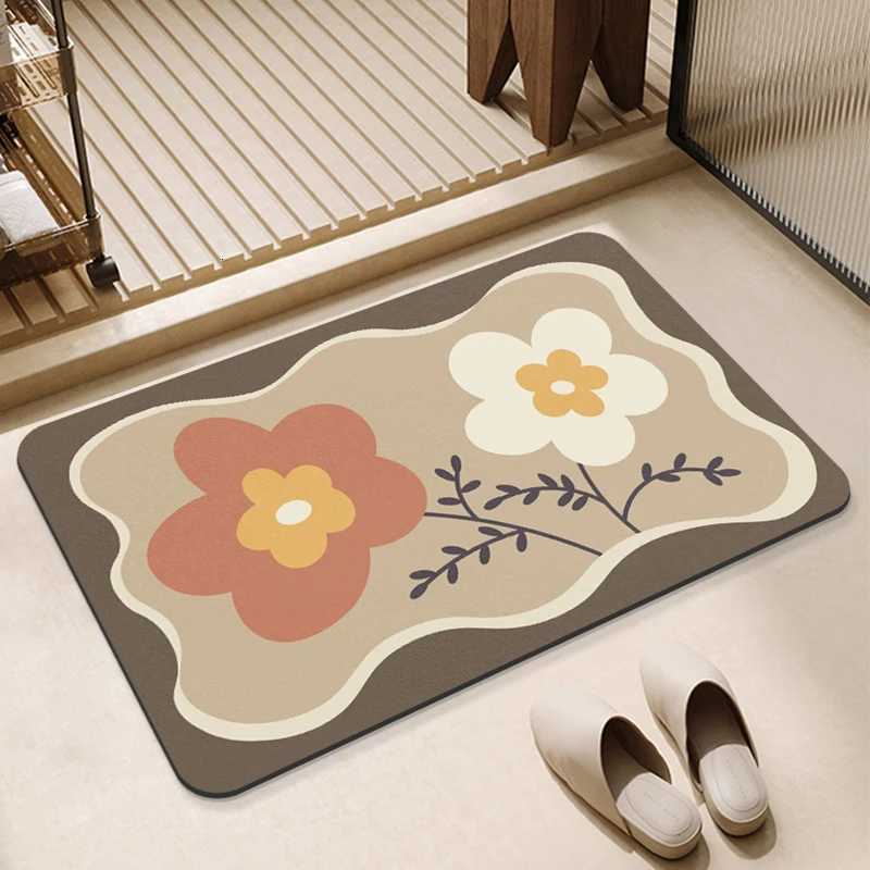 Simple modern light luxury diatom mud floor mat bathroom toilet door water absorption non-slip foot mat entry door mat H251205