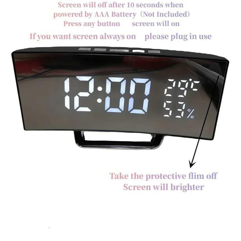 Mirror Digital Alarm Clock Temperature Date 2 Levels of Brightness Adjustment Snooze Table Clock 12/24H Night Mode LED Clock M251205 - view 4