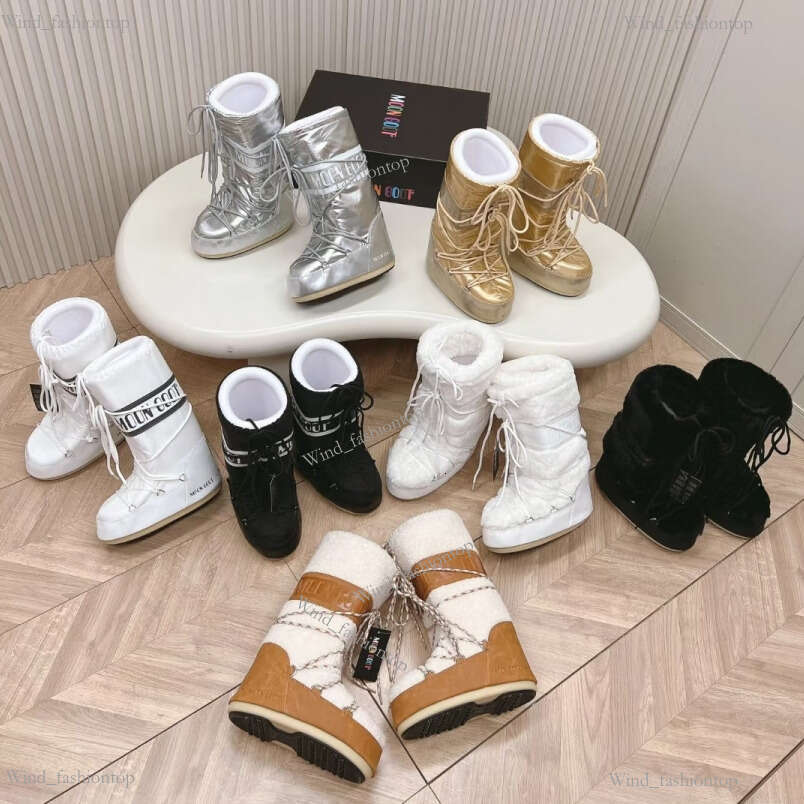 Luxury Fashion Moon Snow boot designer womens moon rain fur Boots New winter black warm snow ski platform high warm boot Winter Medium Shoes AAA