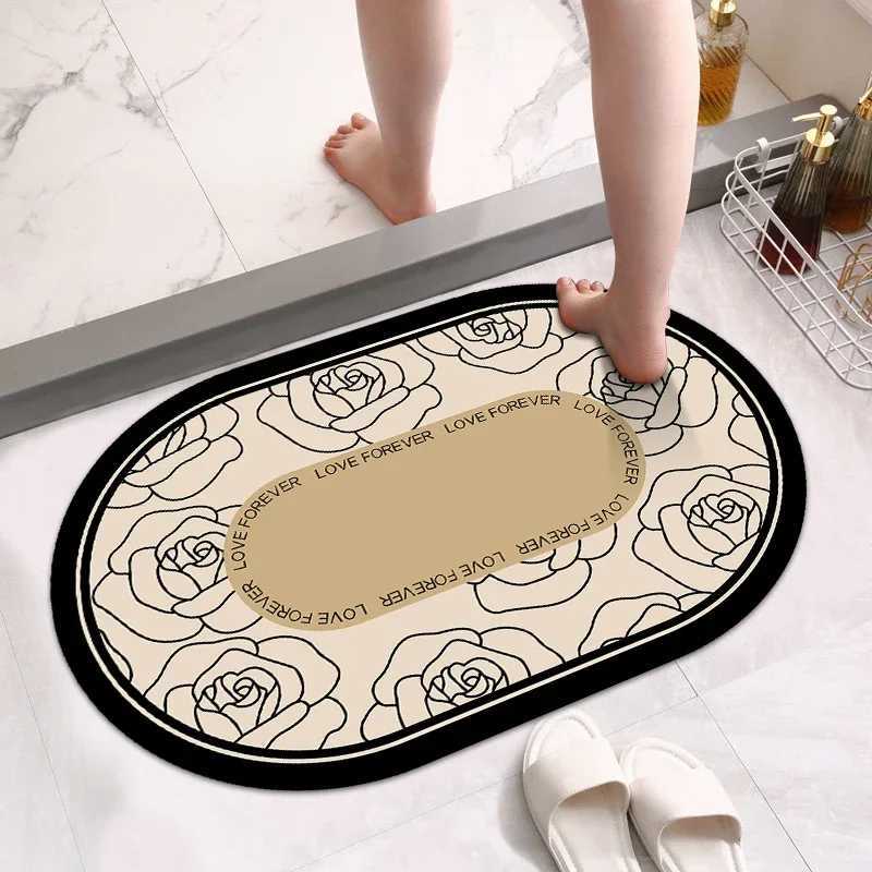 Diatom mud bathroom non-slip foot mat toilet absorbent door mat toilet dirt-resistant carpet toilet door mat H251205
