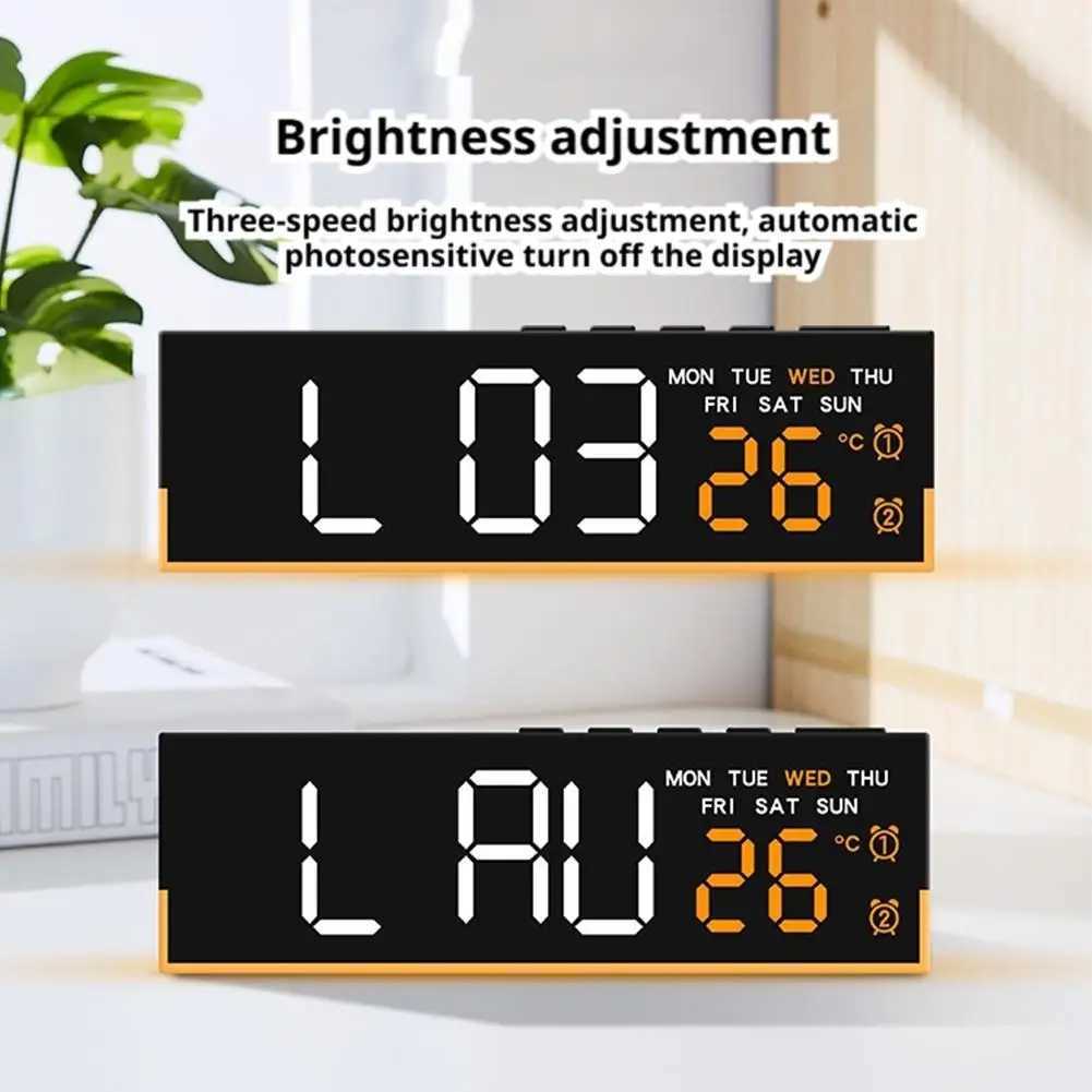 Multifunction Digital LED Alarm Clock - Atmosphere Light Temp/Date/Week Display Dual Alarm Desktop Home Decor Clock M251205 - view 5