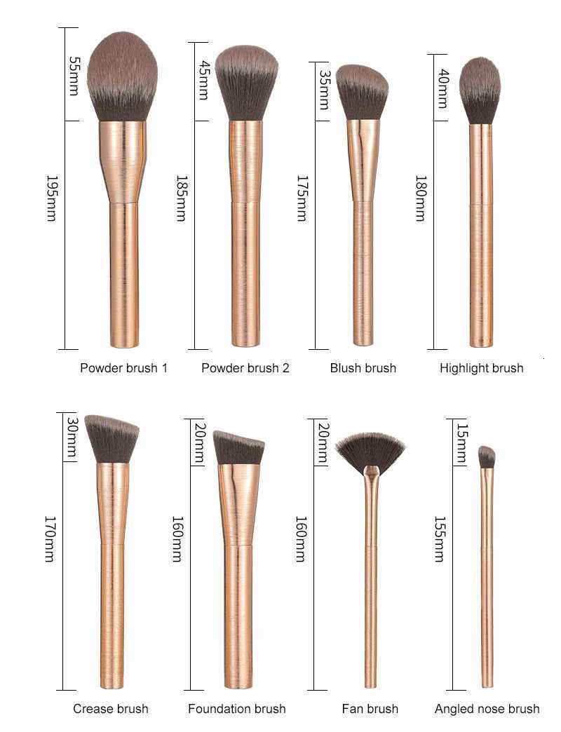 20 Piece Professional Makeup Brush Set Synthetic Rose Gold Aluminum Handles Face And Eye Beauty Cosmetic KitT251205