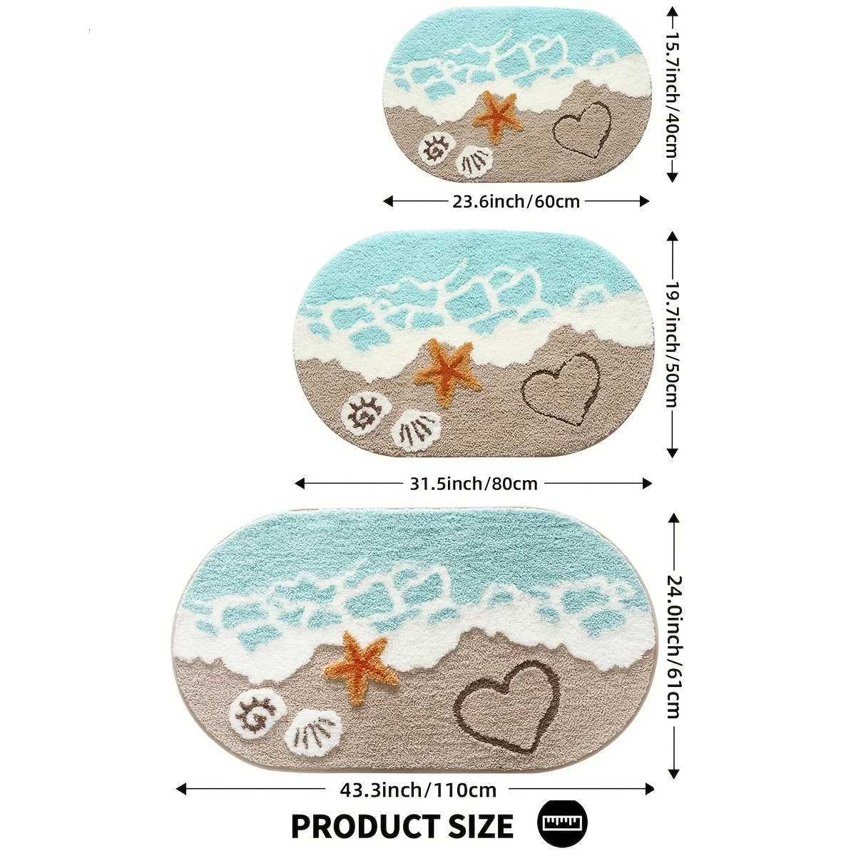 VIKAMA Summer Wave Beach Carpet Bathroom Absorbent Mat Bathtub Foot Mat Easy To Clean Waterproof Carpet Bathroom Mat Decoration H251205
