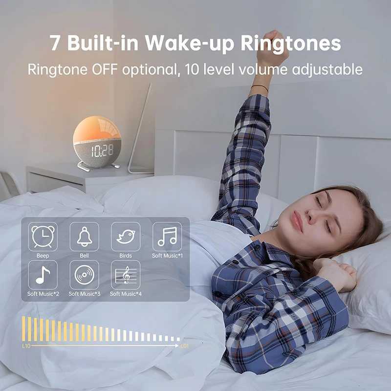 Wake Up Light Sunrise Alarm Clock Desk Clock with Colors Light Natural Sound Digital Clock for living room bedroom home decor M251205 - view 3