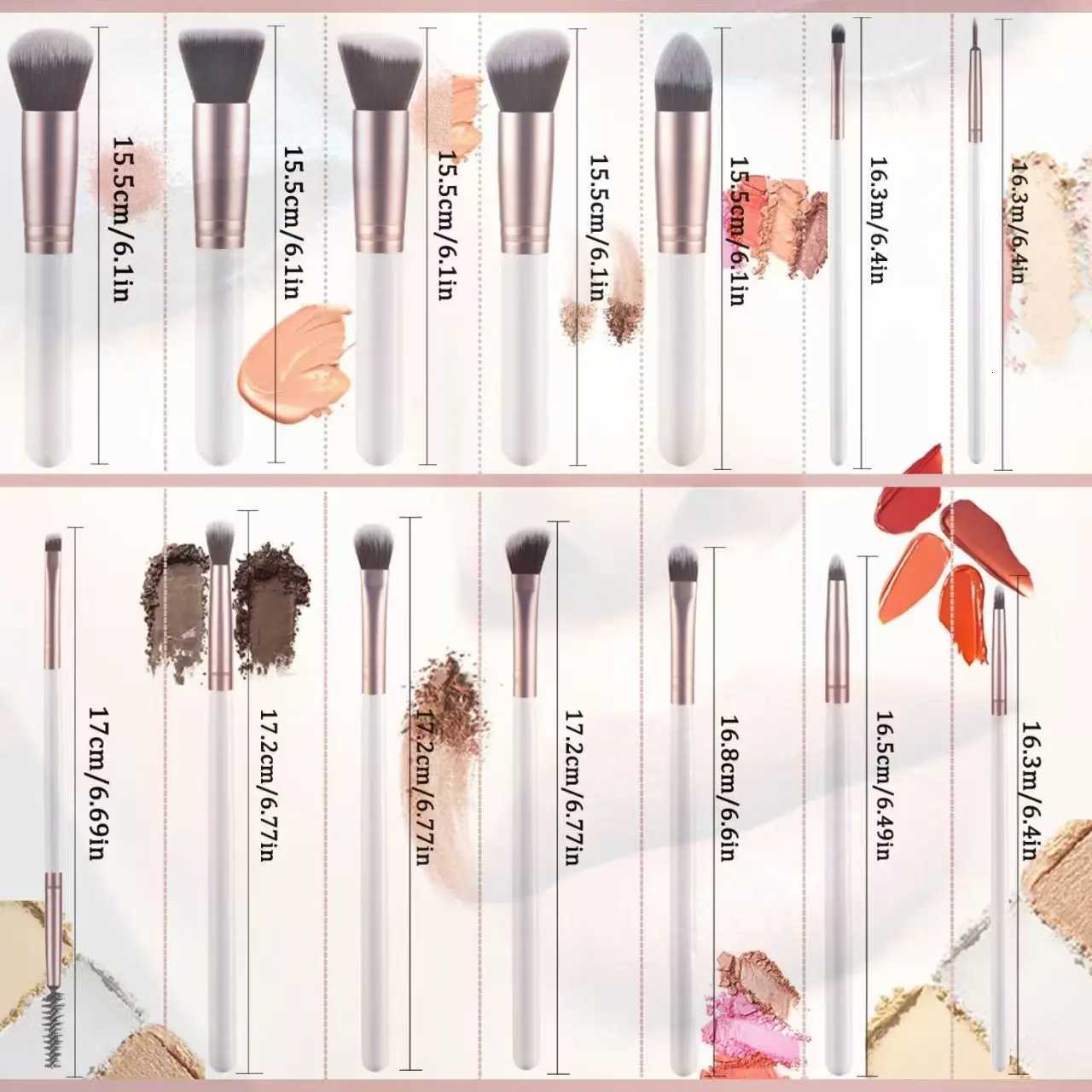 White Wooden Handle Makeup Brush Set - Premium Quality Cosmetic Brushes for Face And EyesT251205