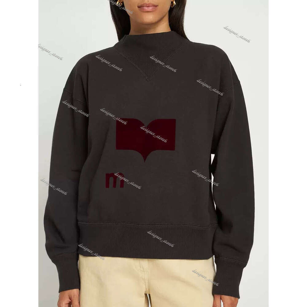 Isabel Marantts Sweater Designer Pullover Sweatshirts Flocking Print Block Loose Pullover Marantts Sweatshirt Women Long Sleeve Sweater 2Ea