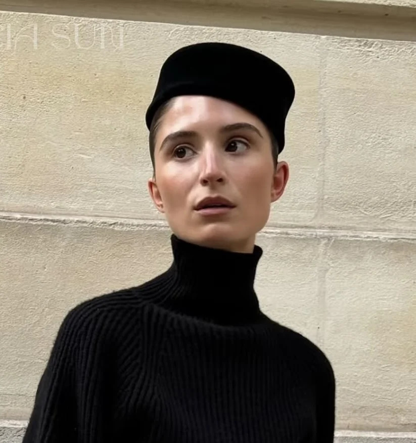 Winter Womens British Retro Aristocratic Fashion 100 Black Wool Stewardess Cap Miniature Hat Elegant French Wedding Cap251201