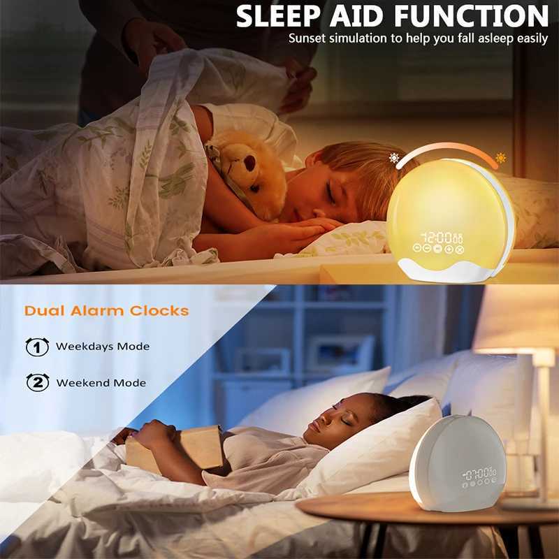 Sunrise Alarm Clock with Awakening Light Digital Sleep Sound Night Light Desk Clock Sleep Aid Device Color Changing Perfect Gift M251205 - view 3