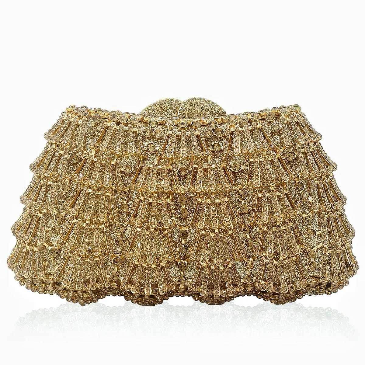 XIYUAN Women Crystal Evening Bags Wedding Party Luxury Rhinestone Handbags Bridal Purses Female Designer Hollow Gold Clutches K251205