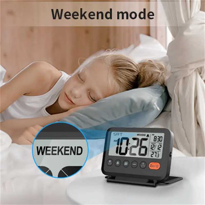 NOKLEAD Home Digital LCD Thermometer Clock Fold Mini Travel Clock With Calendar Traveling Alarm Clock Portable Desktop Clock M251205 - view 6