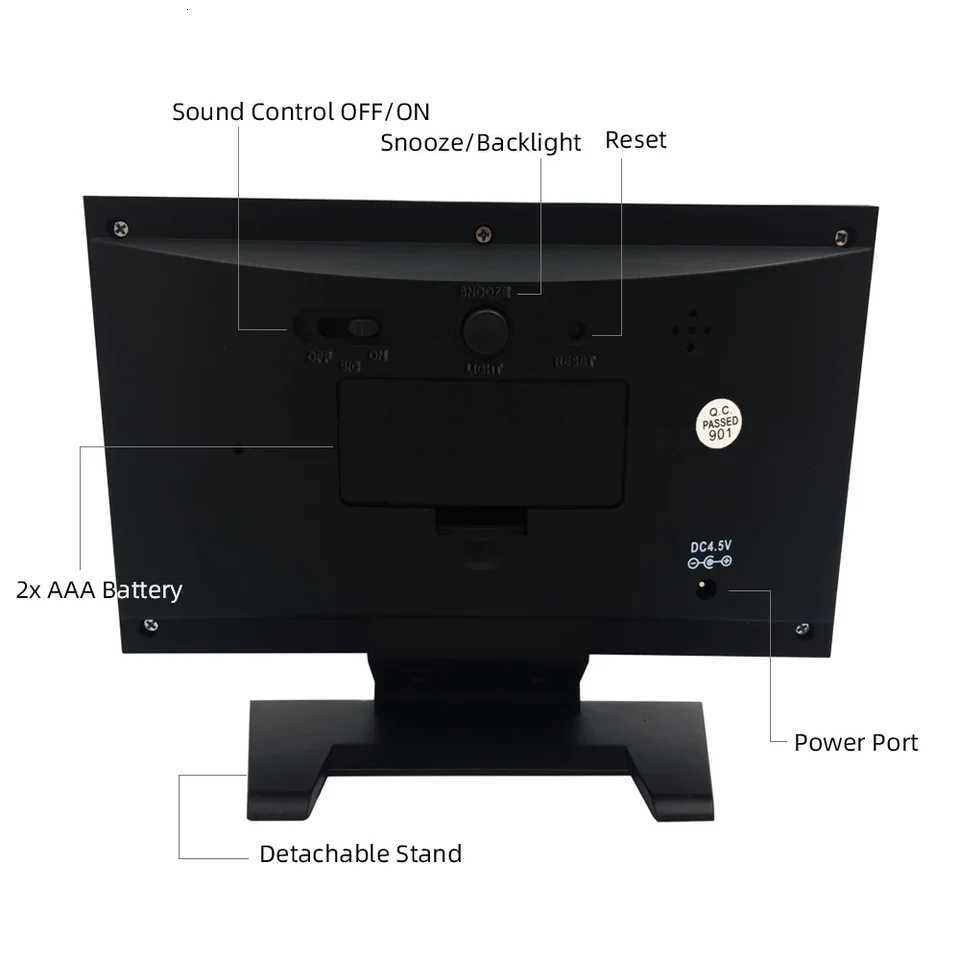Voice Control Backlight Digital Weather Clock Date Week Temperature Humidity Weather Forecast 12/24H Electronic Clock M251205 - view 5